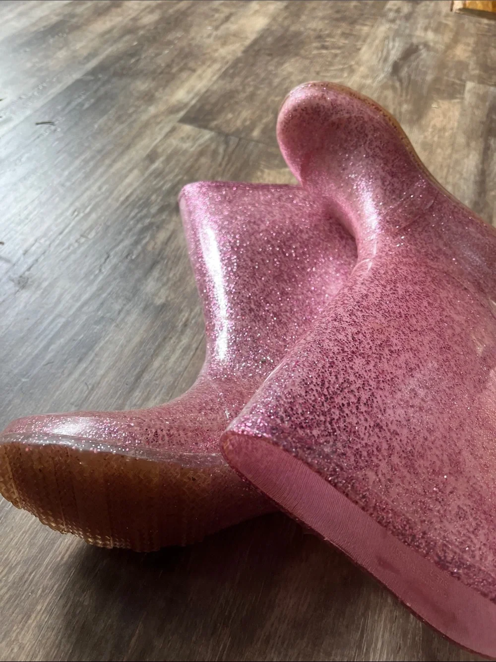 Girls' Glitter Pink Waterproof Rain Boots